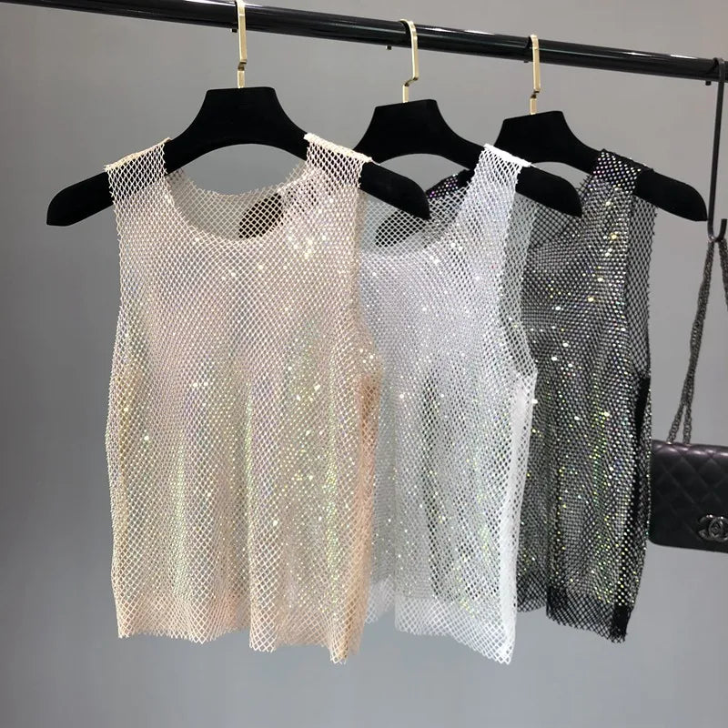 Top Brilhante com Cristais para Festa
