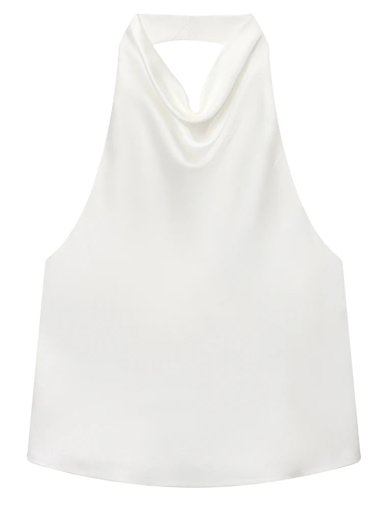 Top Halter de Cetim com Costas Abertas