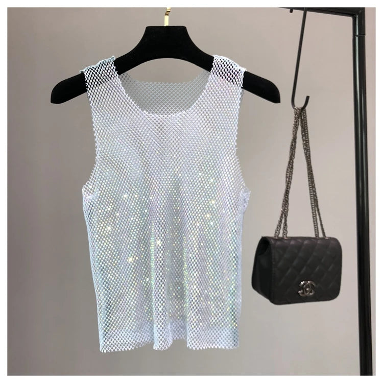 Top Brilhante com Cristais para Festa