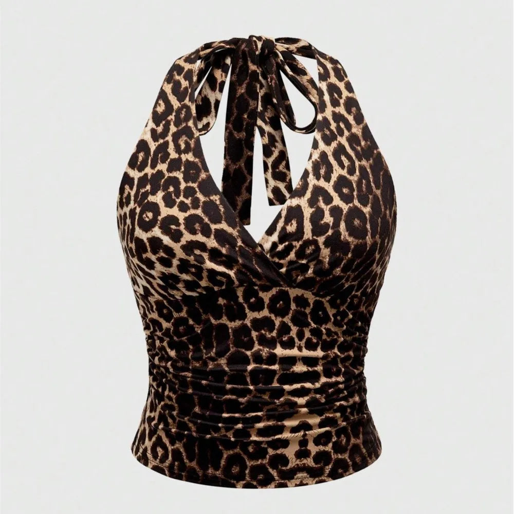 Top Halter com Estampado Leopardo