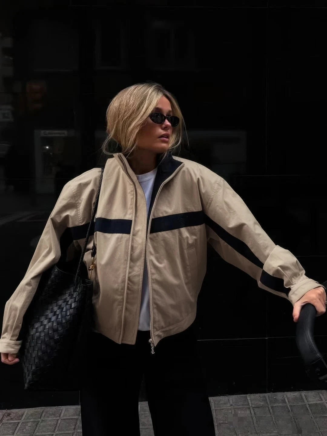 Casaco Bomber Vintage Oversized para Mulher