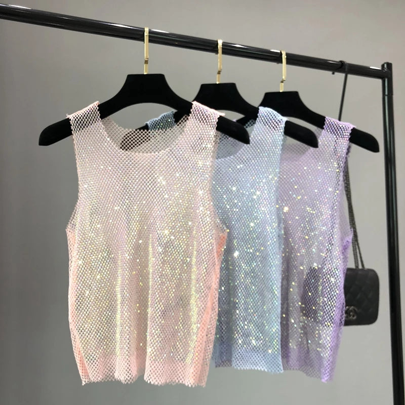 Top Brilhante com Cristais para Festa