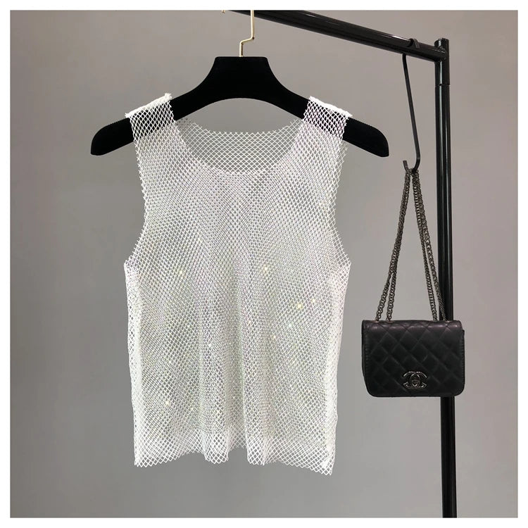 Top Brilhante com Cristais para Festa