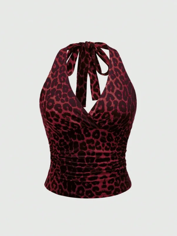 Top Halter com Estampado Leopardo