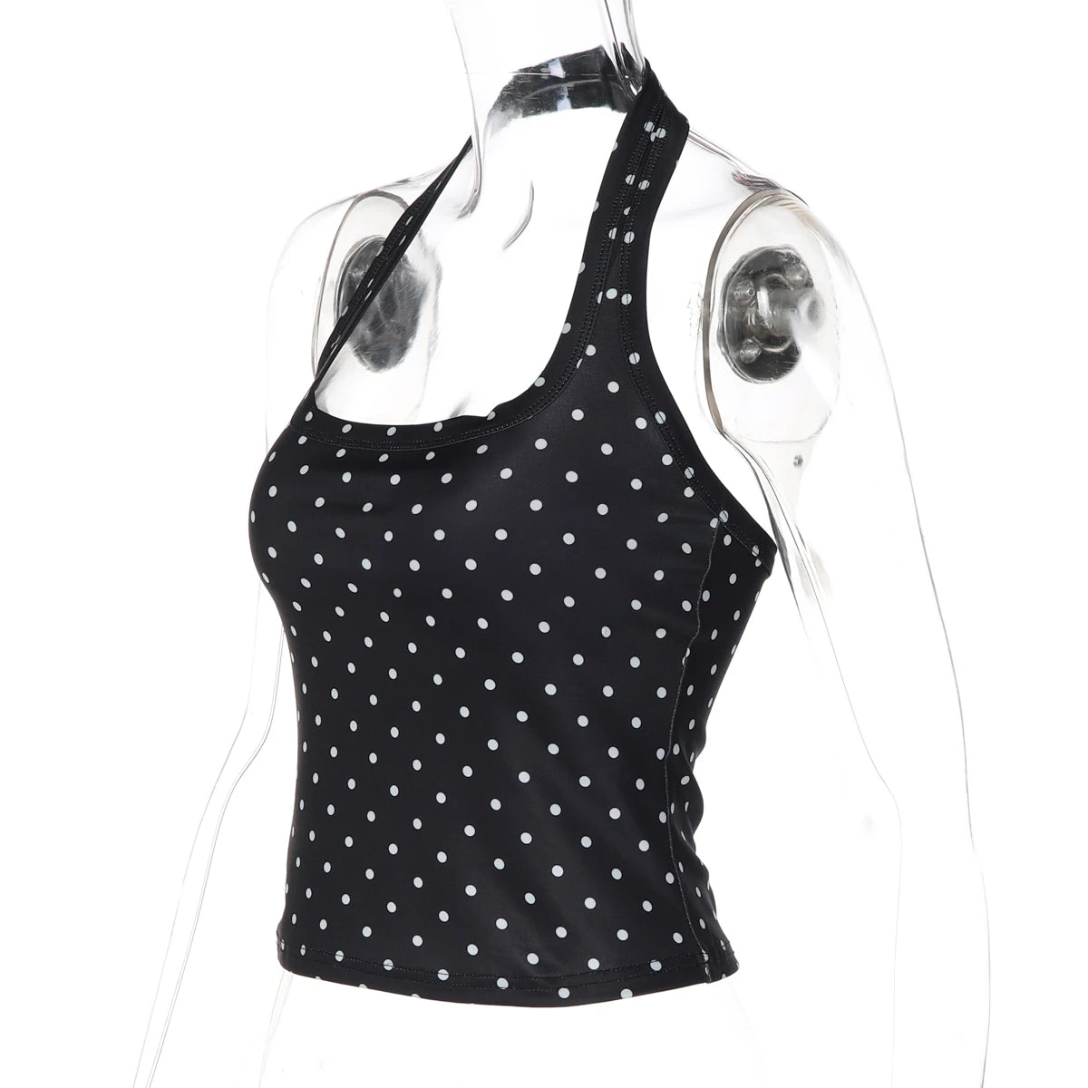 Top Halter com Bolinhas e Costas Abertas