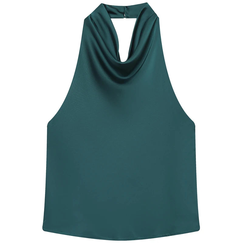 Top Halter de Cetim com Costas Abertas