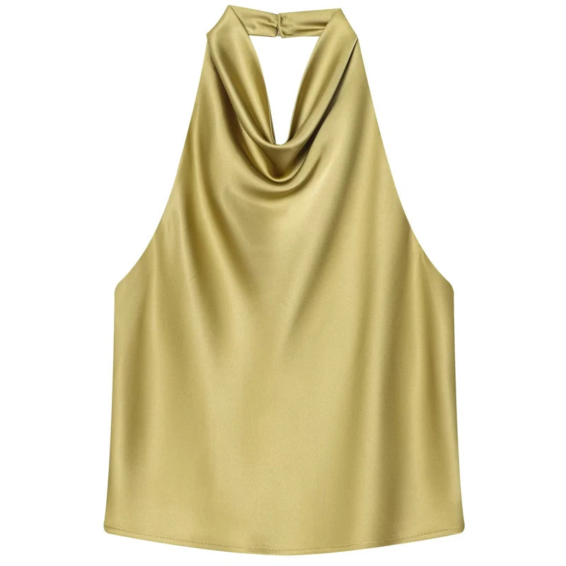 Top Halter de Cetim com Costas Abertas