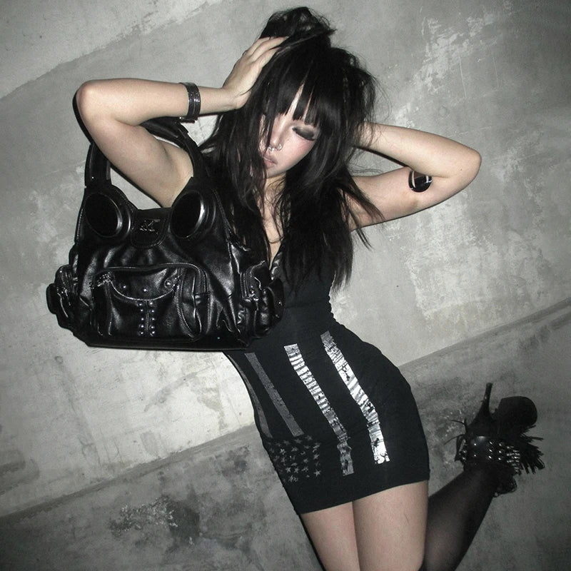 Top Comprido Y2K com Estampado Punk