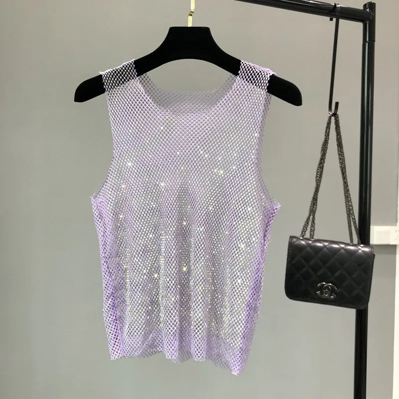 Top Brilhante com Cristais para Festa