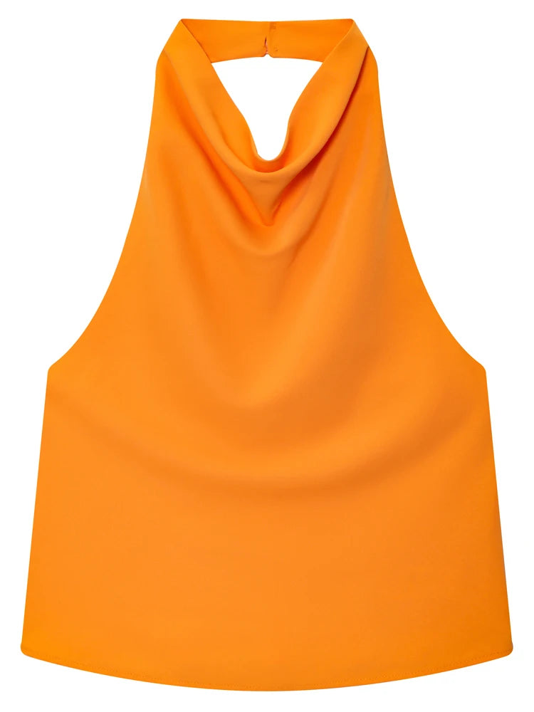 Top Halter de Cetim com Costas Abertas