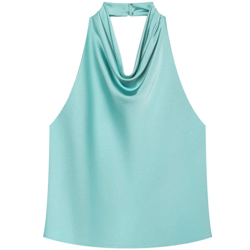 Top Halter de Cetim com Costas Abertas