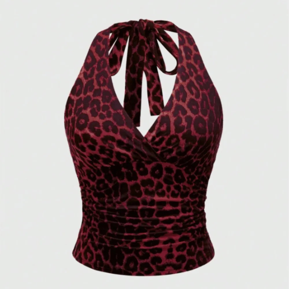 Top Halter com Estampado Leopardo