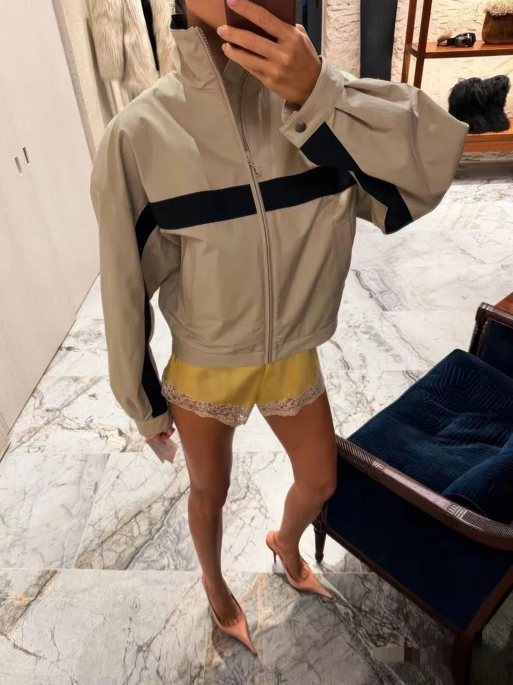 Casaco Bomber Vintage Oversized para Mulher