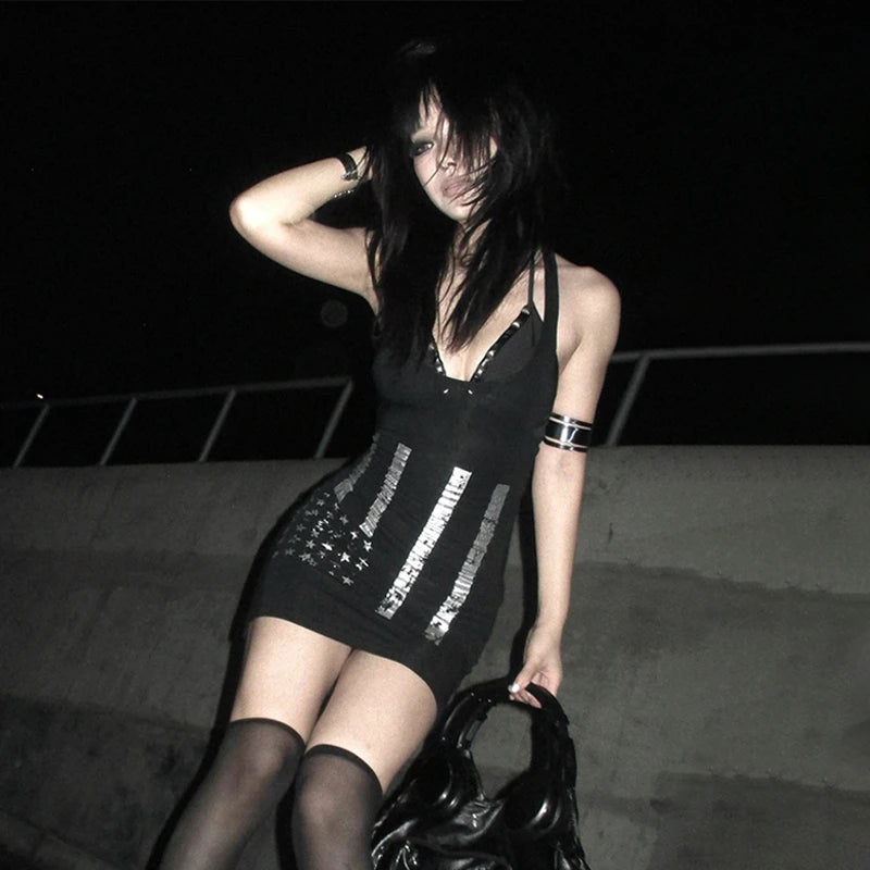 Top Comprido Y2K com Estampado Punk