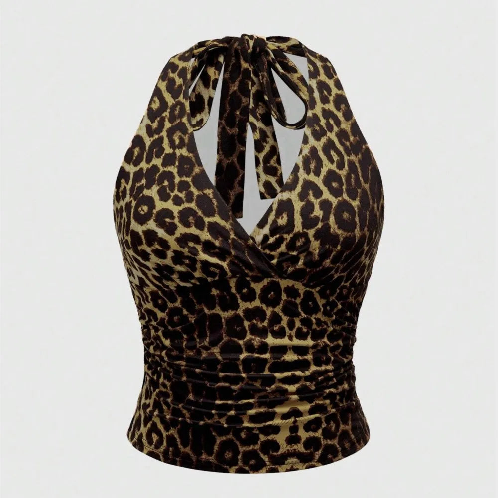 Top Halter com Estampado Leopardo