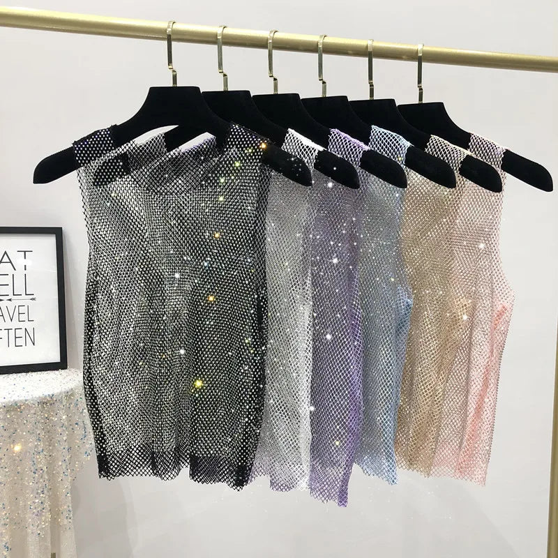 Top Brilhante com Cristais para Festa