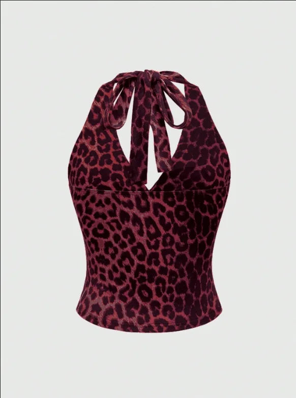 Top Halter com Estampado Leopardo