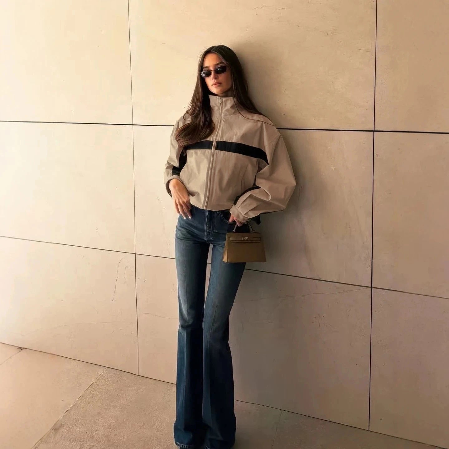 Casaco Bomber Vintage Oversized para Mulher