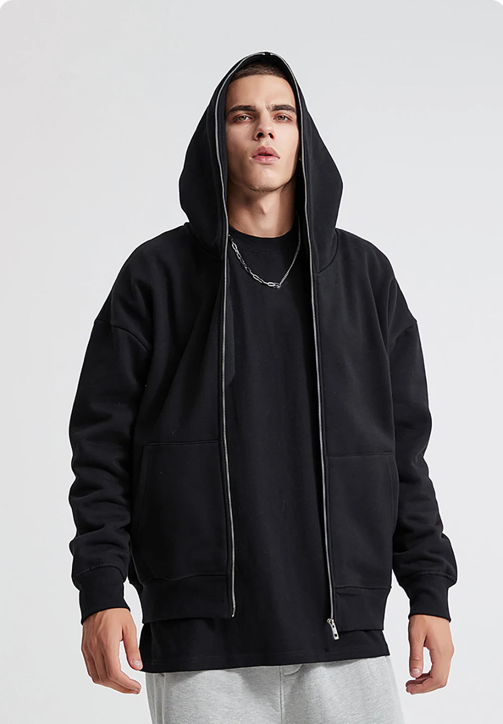 Hoodie com Fecho Oversized para Homem