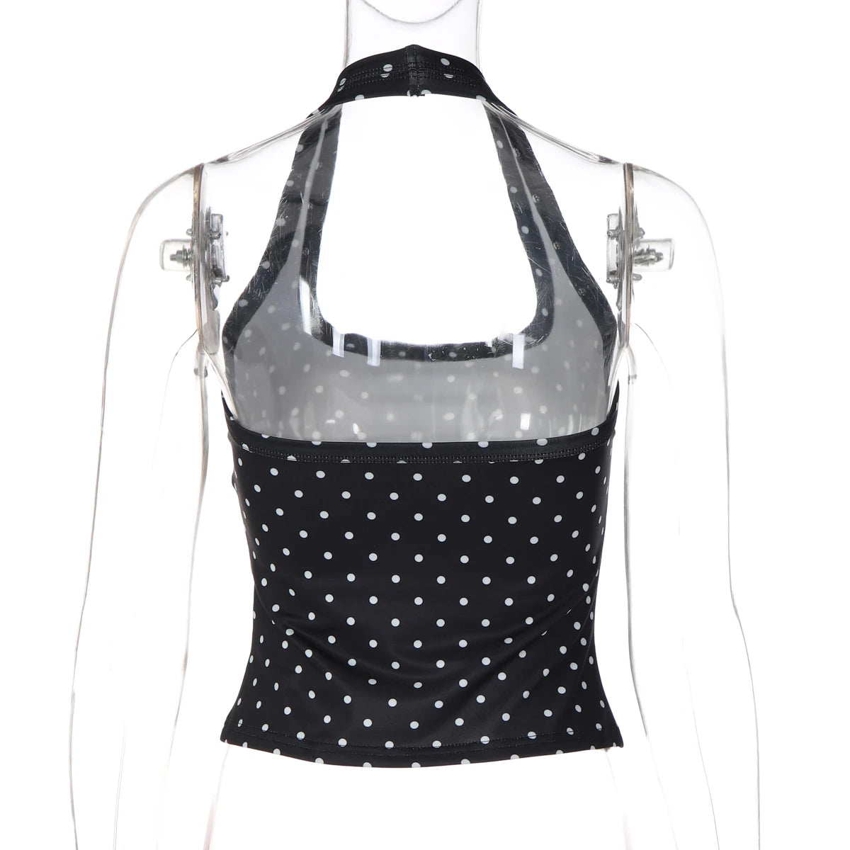 Top Halter com Bolinhas e Costas Abertas