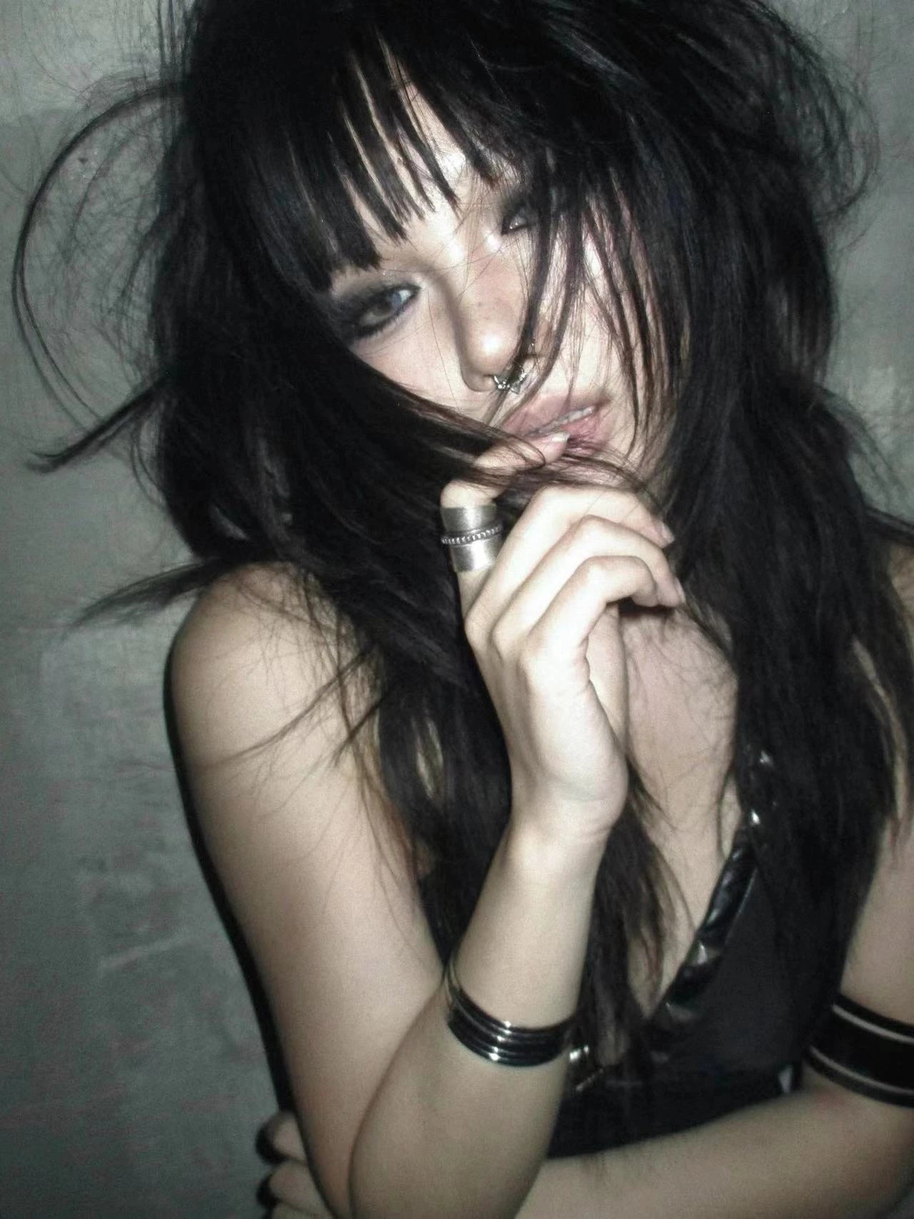 Top Comprido Y2K com Estampado Punk