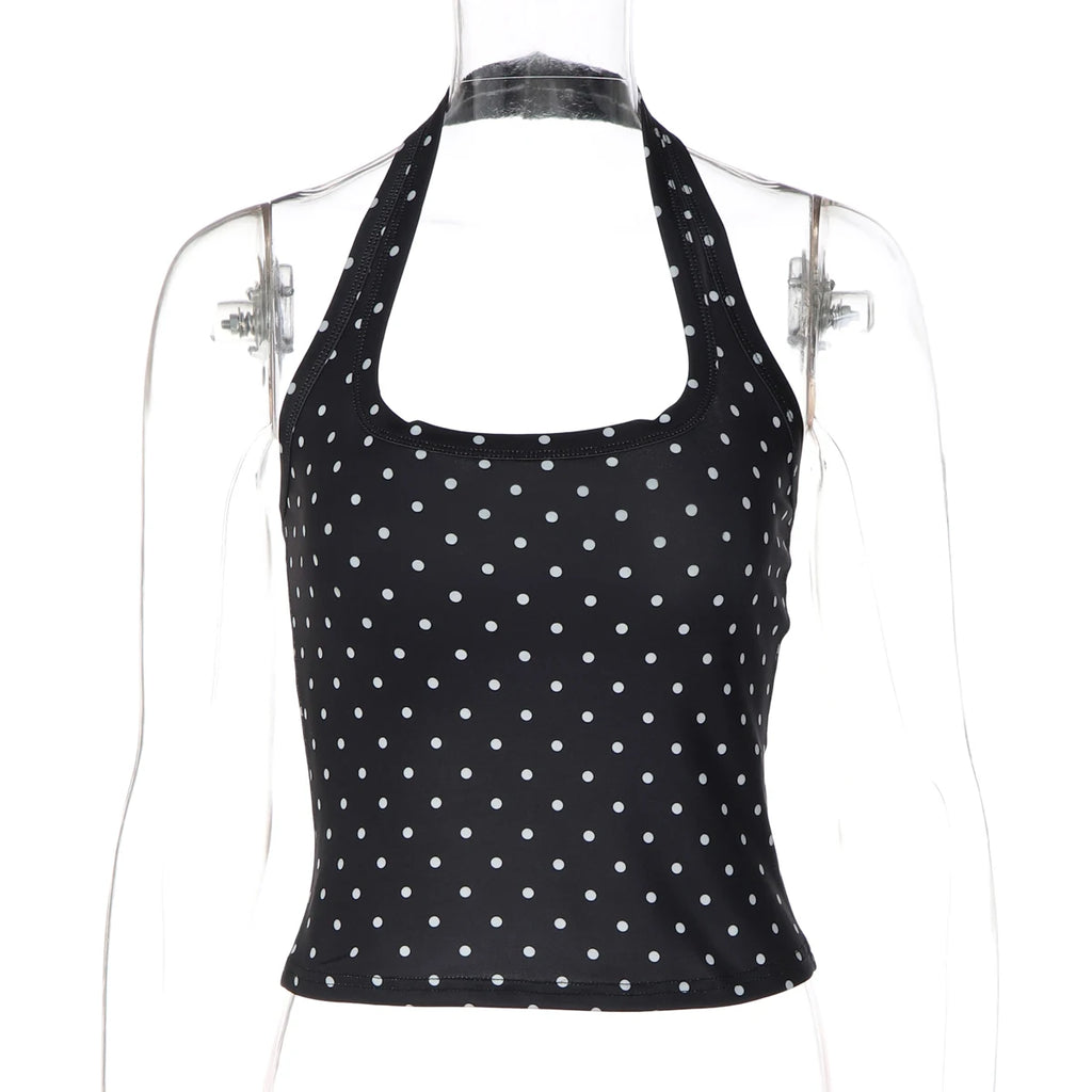 Top Halter com Bolinhas e Costas Abertas
