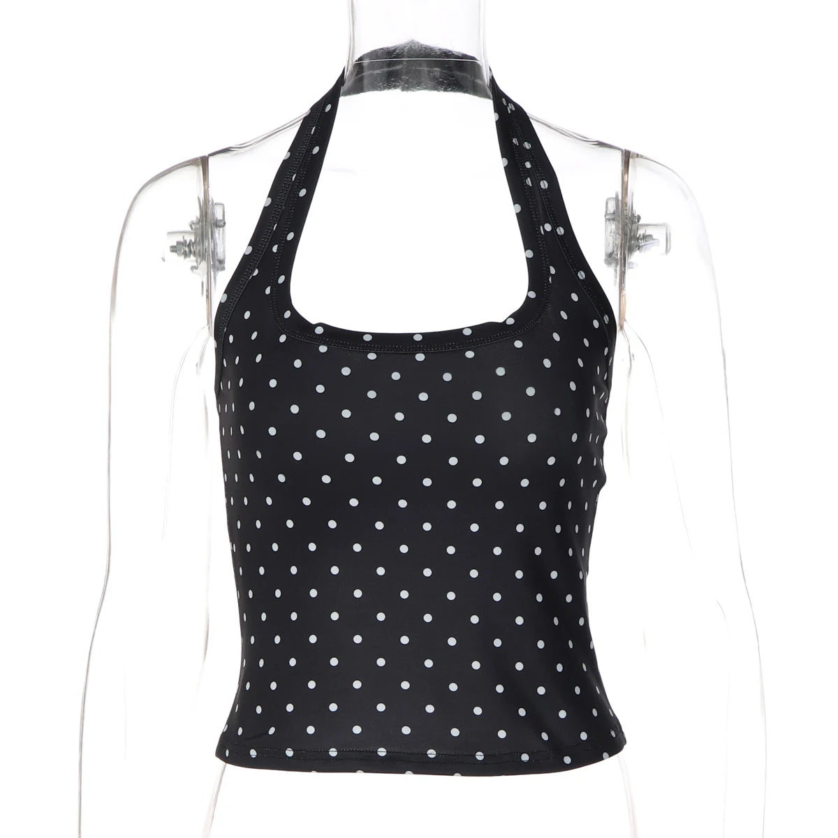 Top Halter com Bolinhas e Costas Abertas