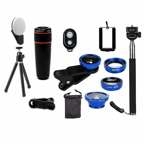 Kit de Lentes para Smartphone 11 em 1