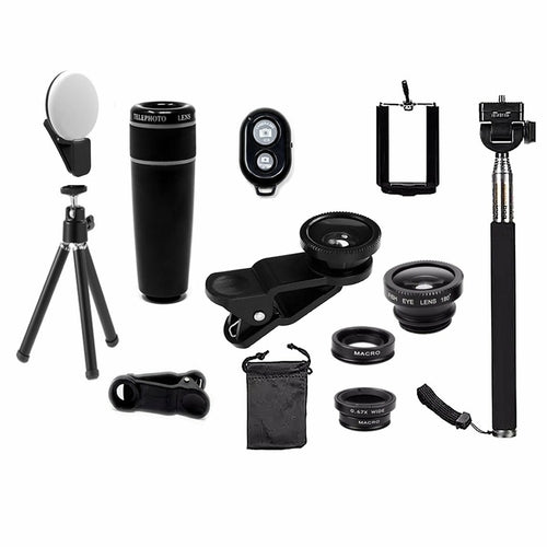 Kit de Lentes para Smartphone 11 em 1