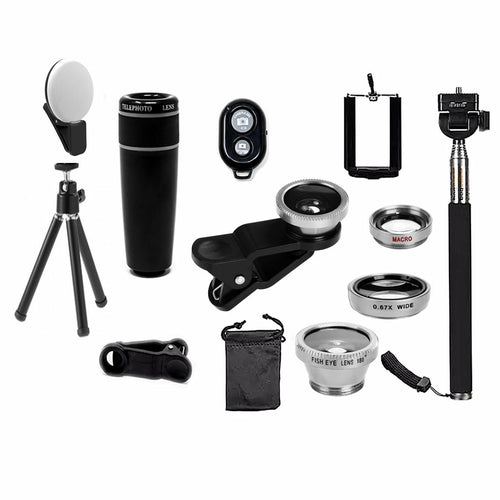 Kit de Lentes para Smartphone 11 em 1